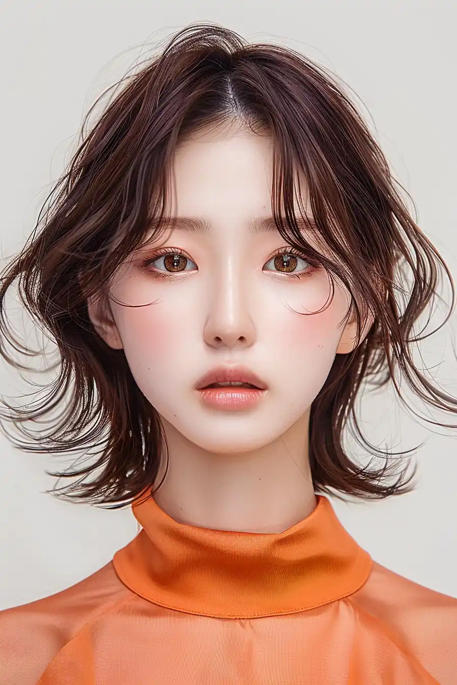 Korean Girl Hair Portrait Midjourney提示词