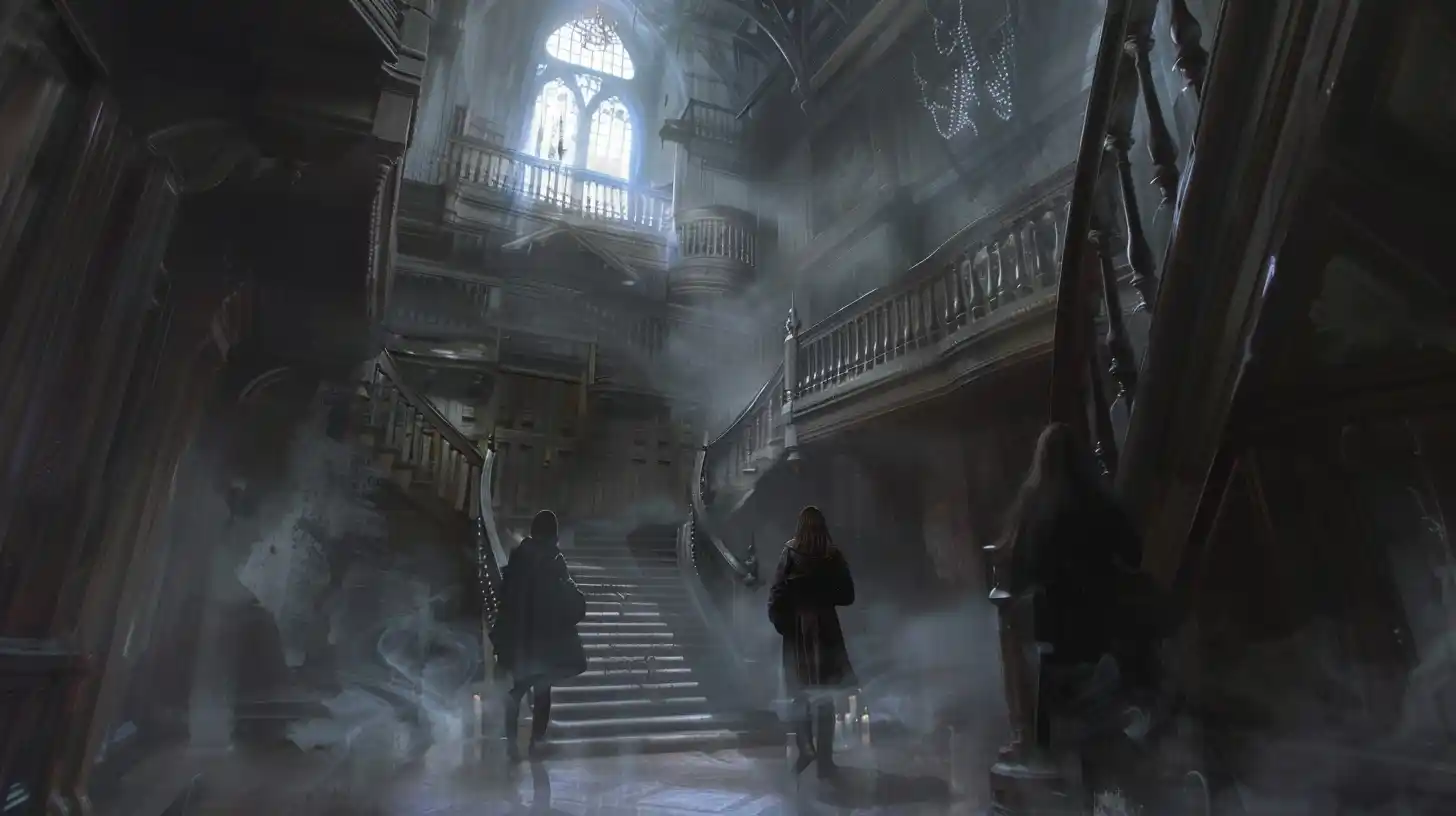 Ghostly Foyer Entrance Midjourney提示词