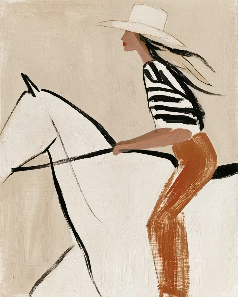 Cowgirl Riding A Horse Midjourney提示词