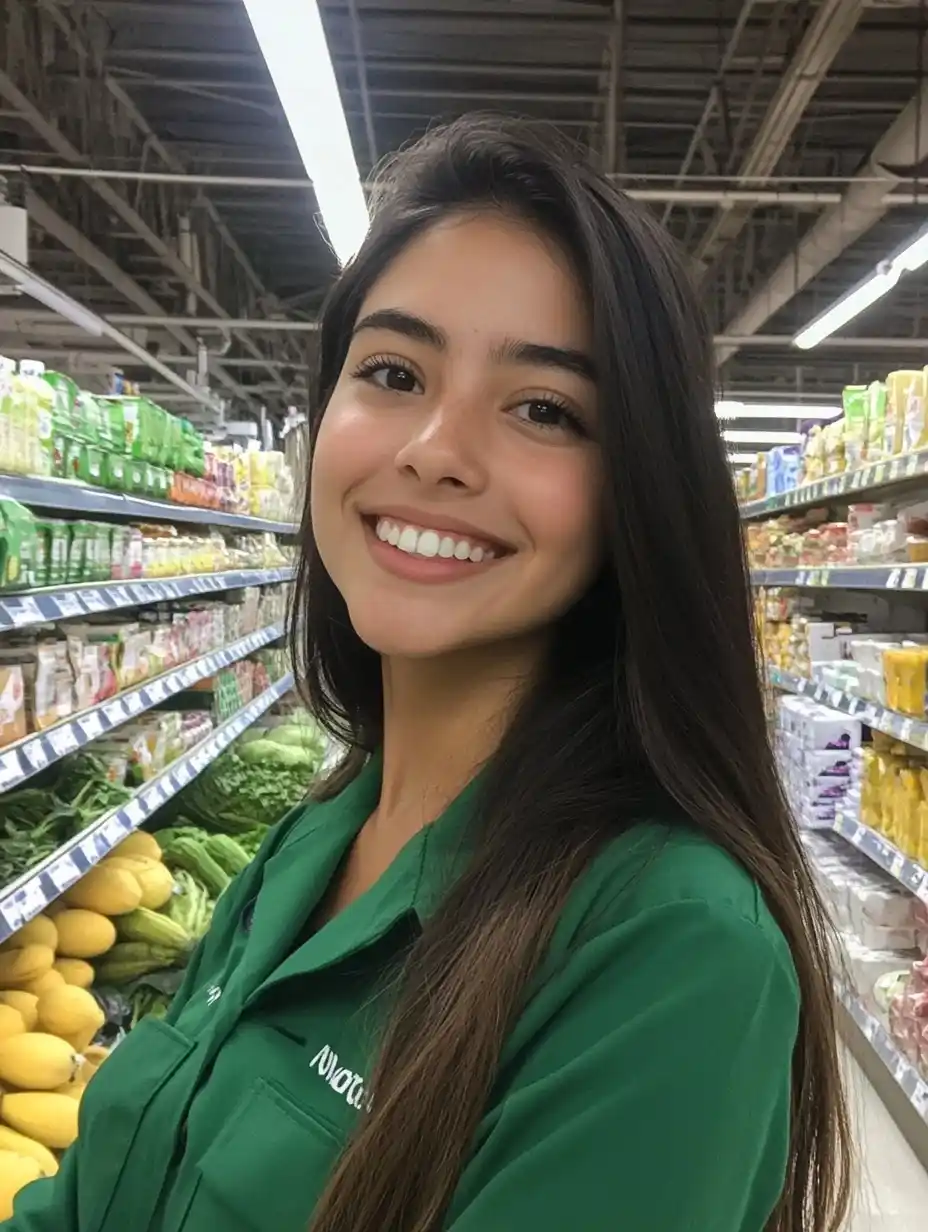 Raw Photo of Supermarket Worker Midjourney提示词