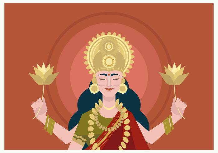 女神Lakshmi矢量的肖像