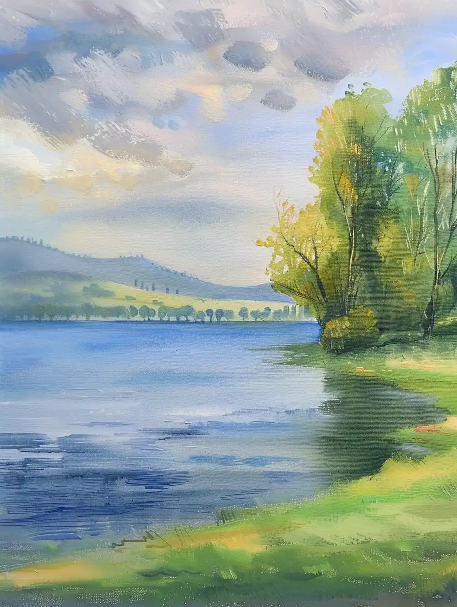 Raw Aquarell Lake Midjourney提示词