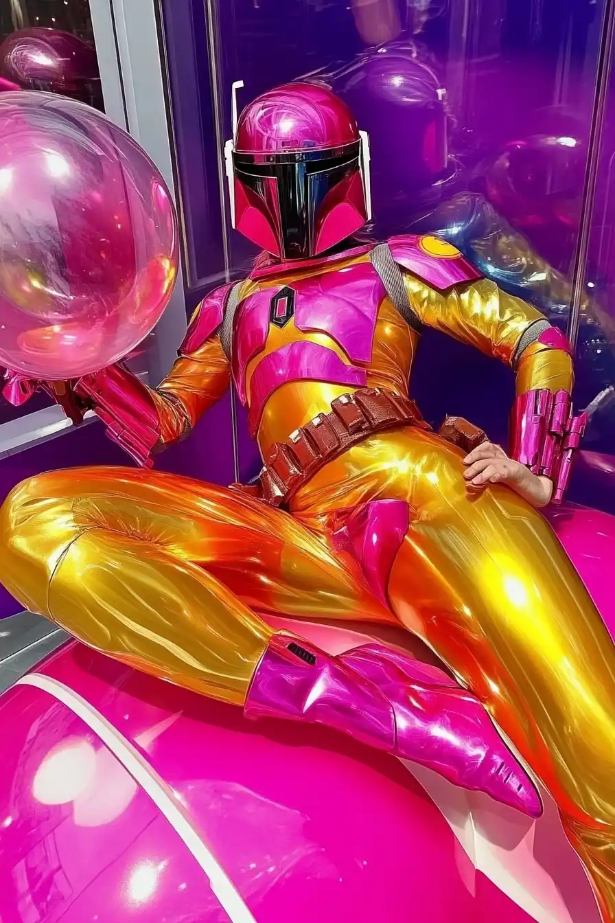 Neon Boba Fett in Space Midjourney提示词