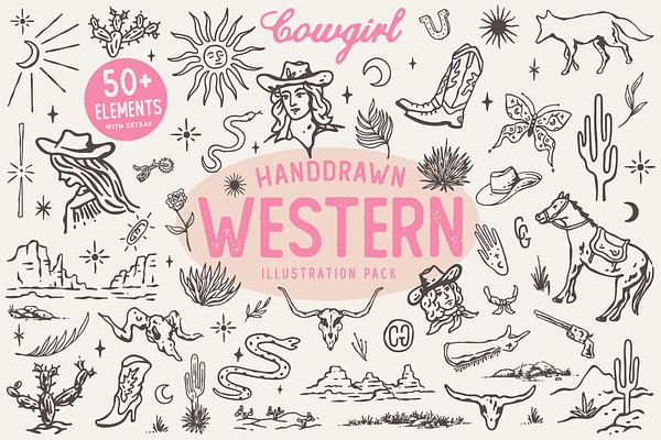 Western cowgirl illustration