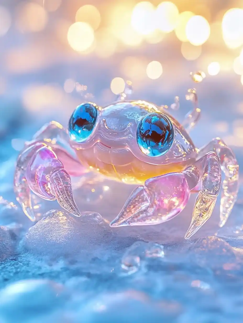 Stained Glass Crab Figurine Midjourney提示词