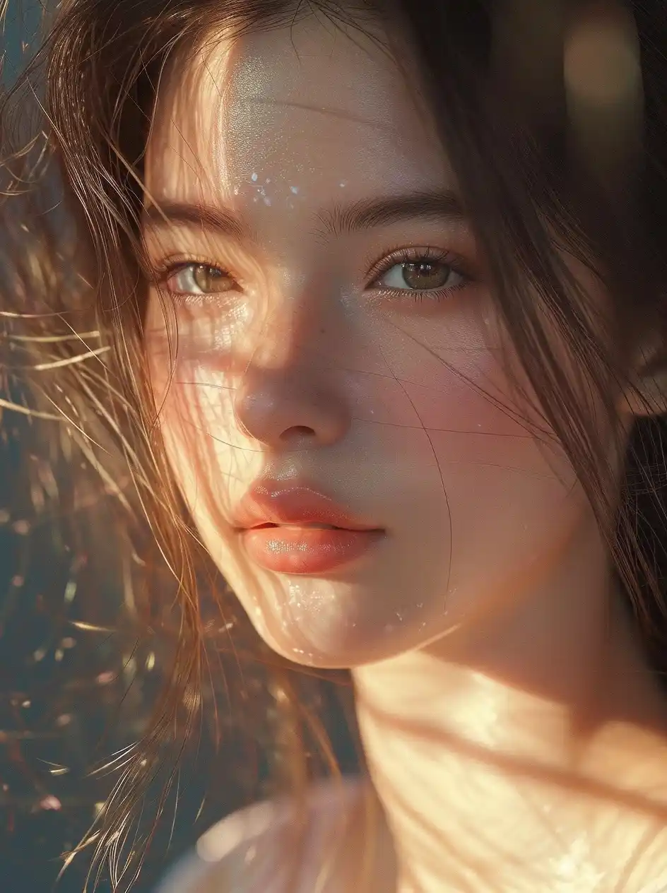 Mixed-Race Girl Delicate Beauty Midjourney提示词