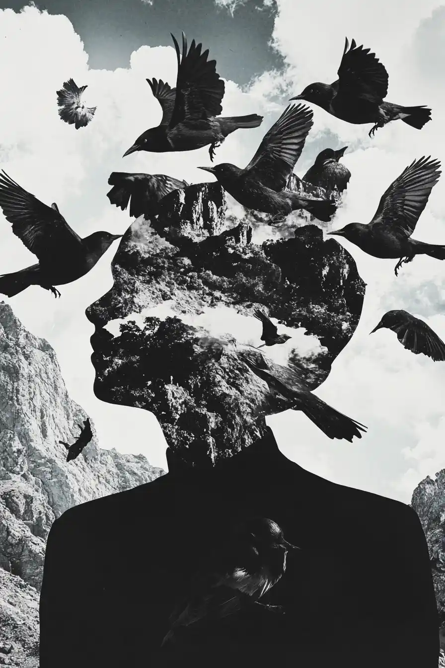 Surreal High-Contrast Collage Midjourney提示词