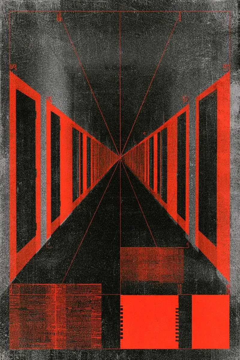 Graphic Office Corridor Collage Midjourney提示词