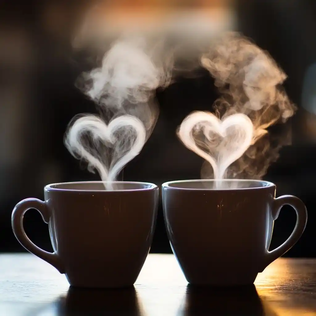 Heart-Shaped Steam Mugs Midjourney提示词
