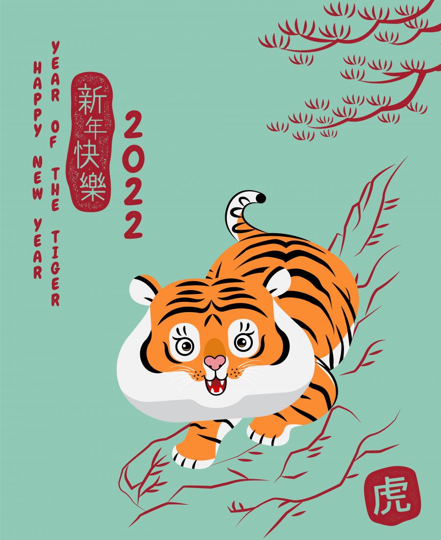 16款中国风2022年虎年新年春节剪纸卡通插画海报AI矢量设计素材图模板