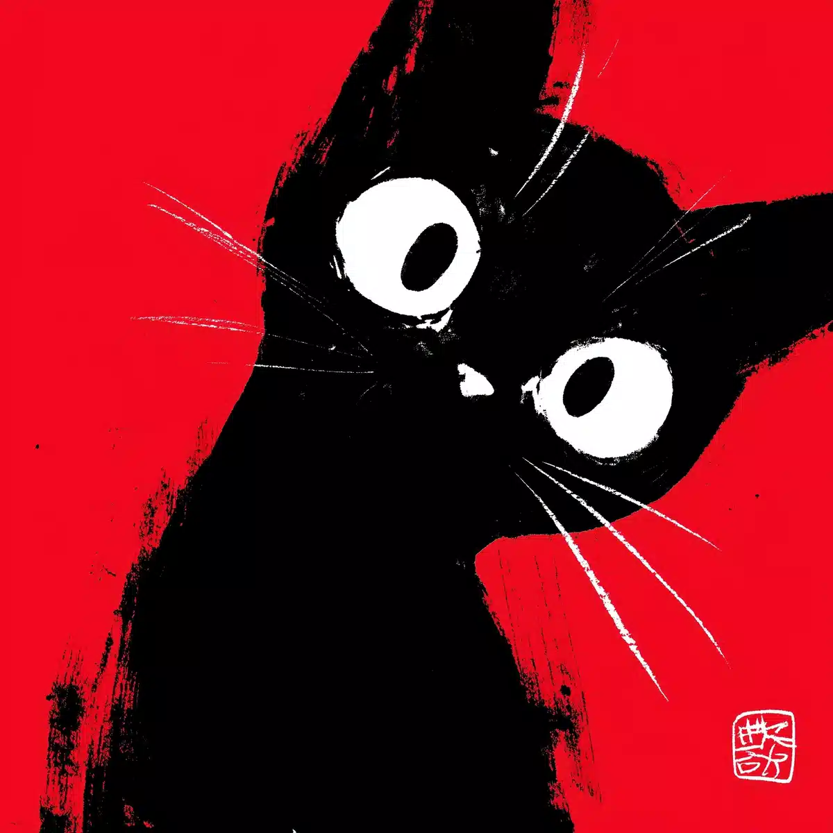 Kawaii Neko Sumi-e Art Midjourney提示词