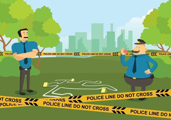 在犯罪现场例证的自由警察线