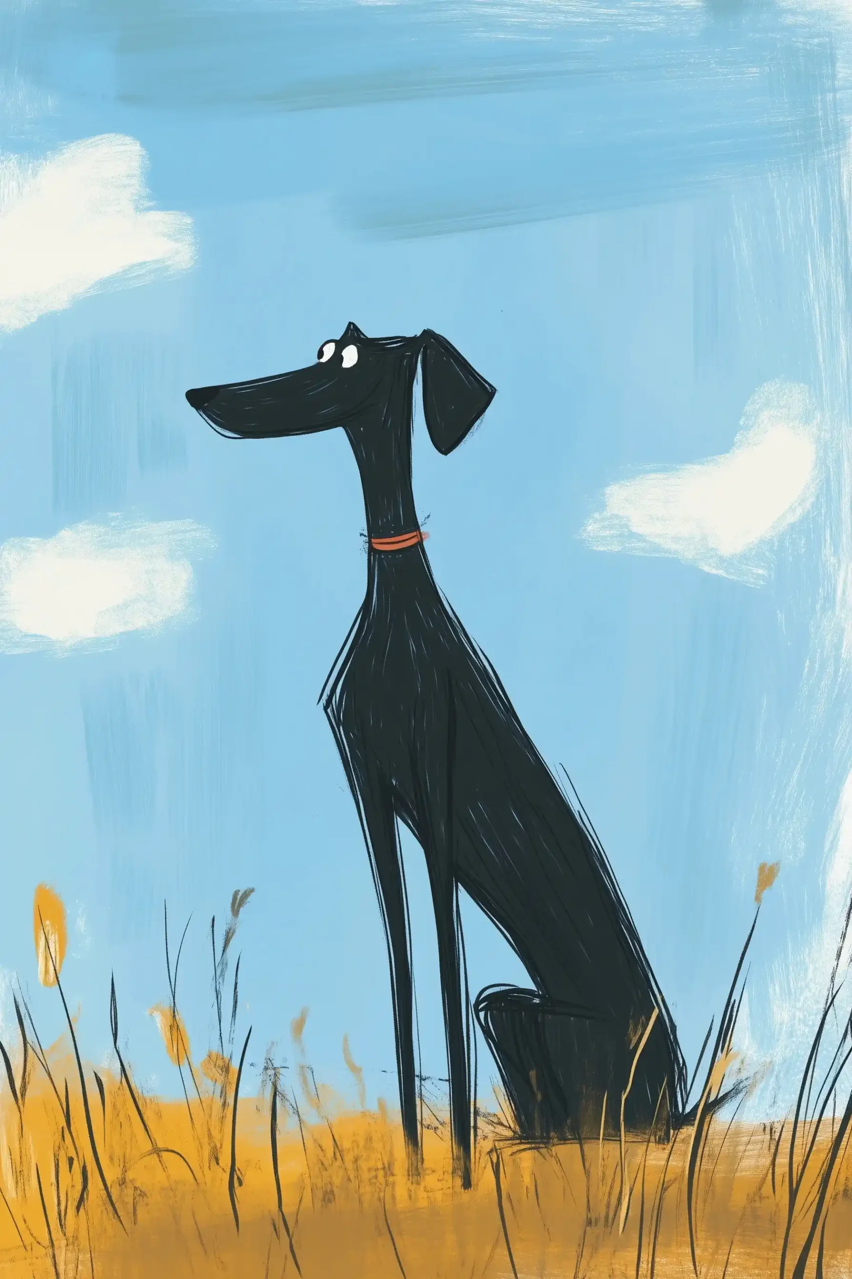 Stylized Whippet Against Sky Midjourney提示词
