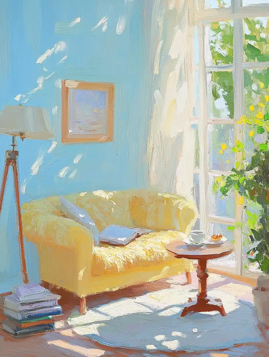 Impressionist Living Room Scene Midjourney提示词