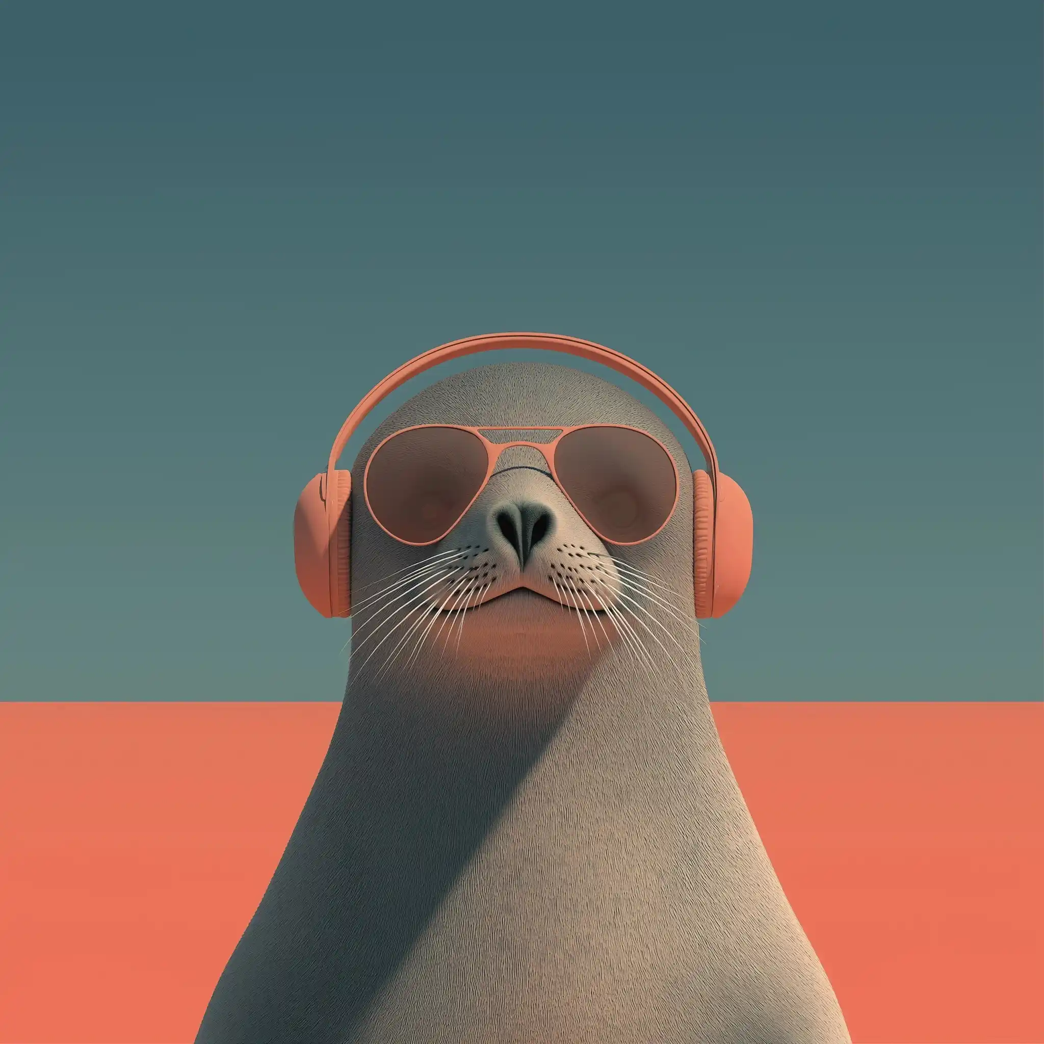 Seal Portrait with Headphones Midjourney提示词