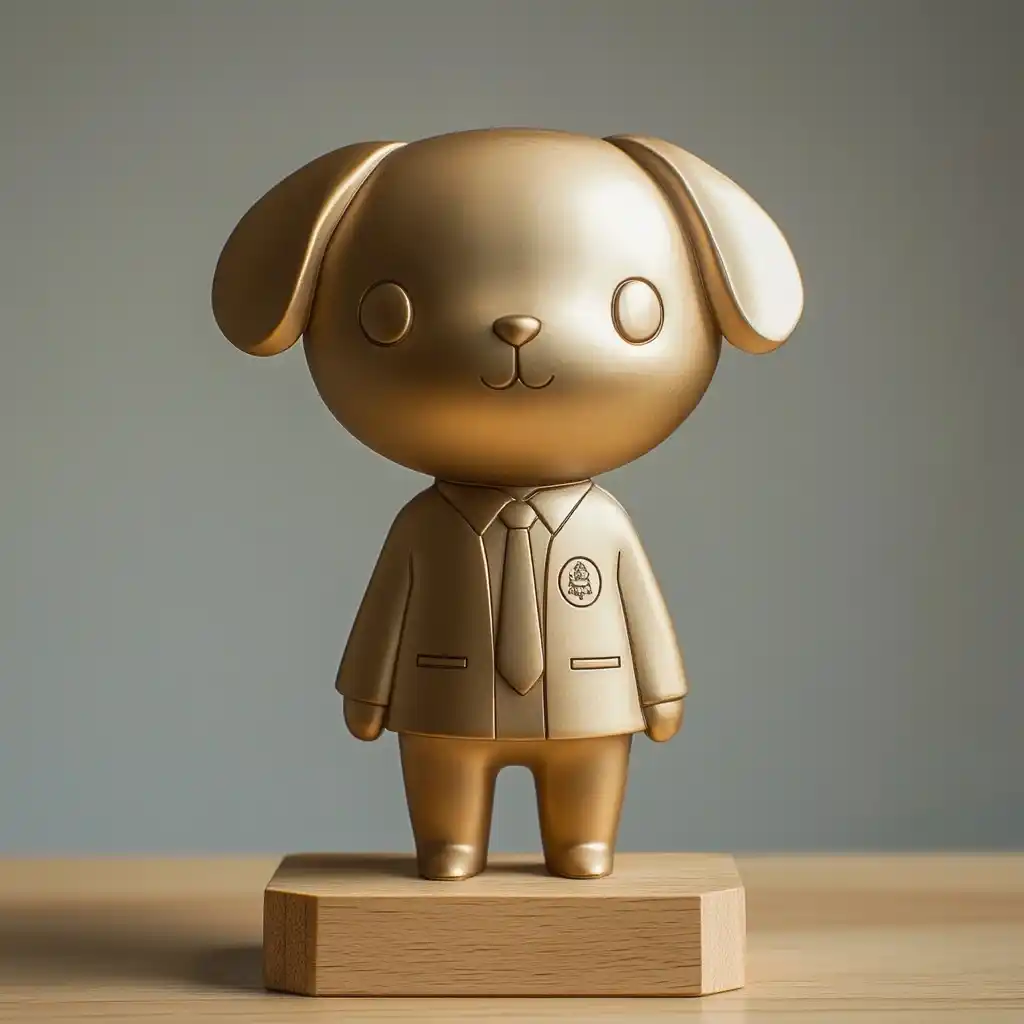 Gold-Plated Dog Trophy Midjourney提示词