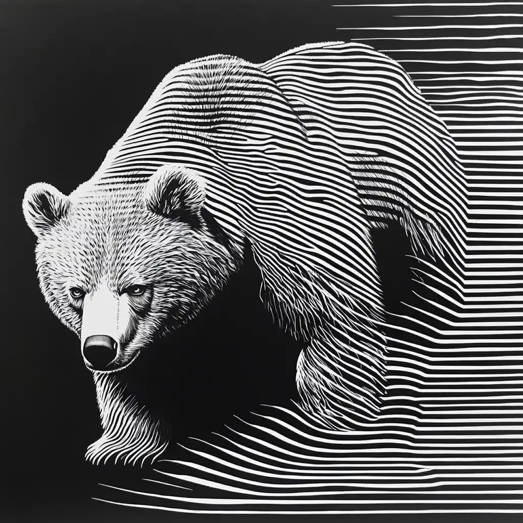 3D Bear Optical Illusions Midjourney提示词