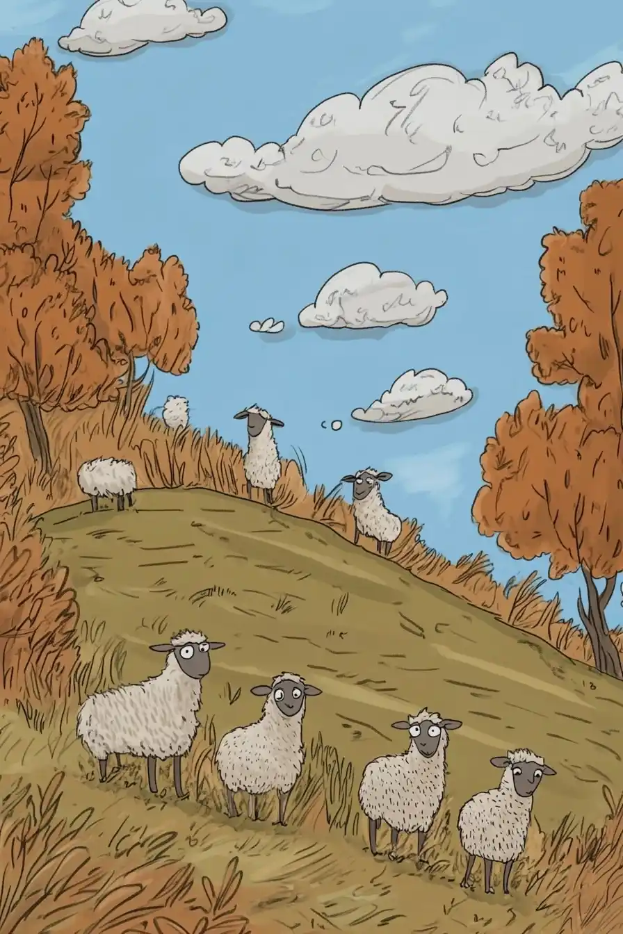Minimalist Sheep Countryside Illustration Midjourney提示词