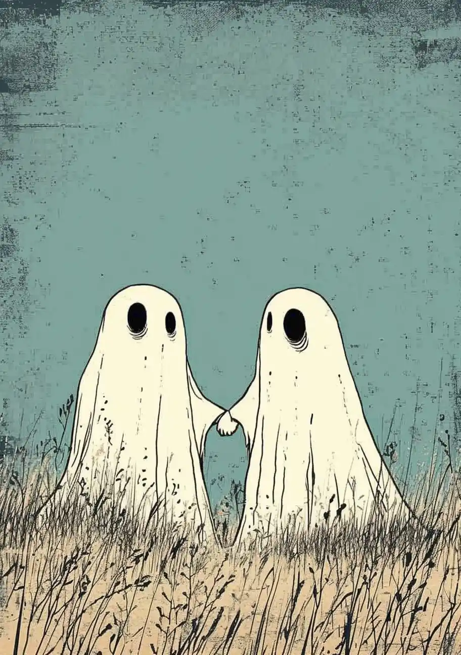 Cute Ghosts in Comic Style Midjourney提示词