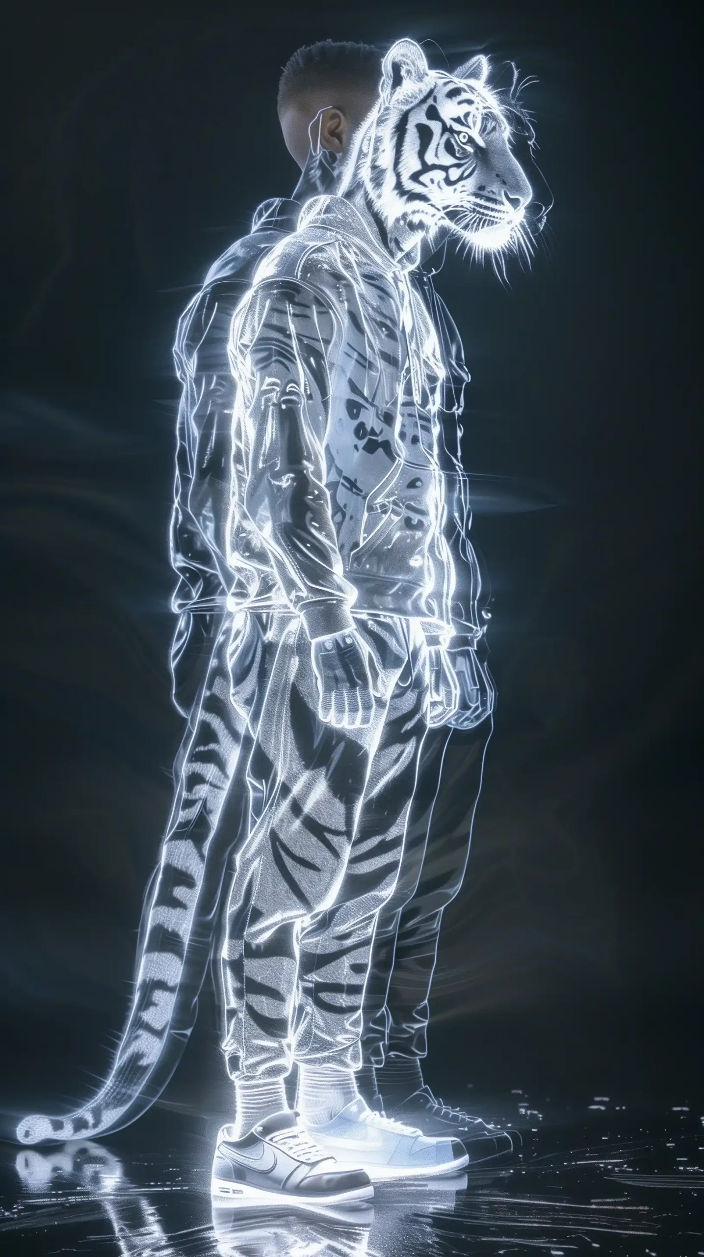 Tiger Outline in Cyberpunk Midjourney提示词