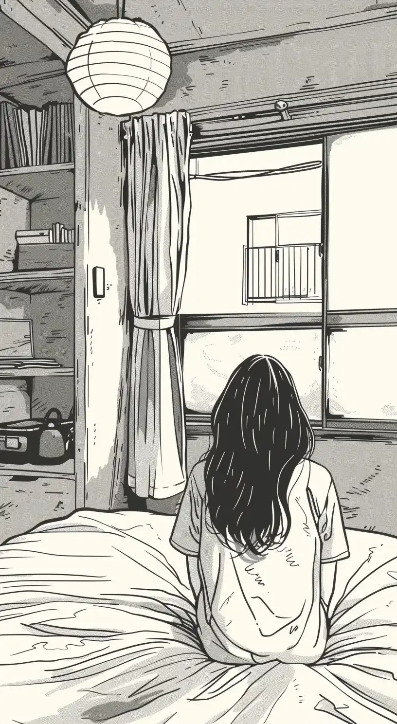 Vector Bedroom Scene with Bed Midjourney提示词