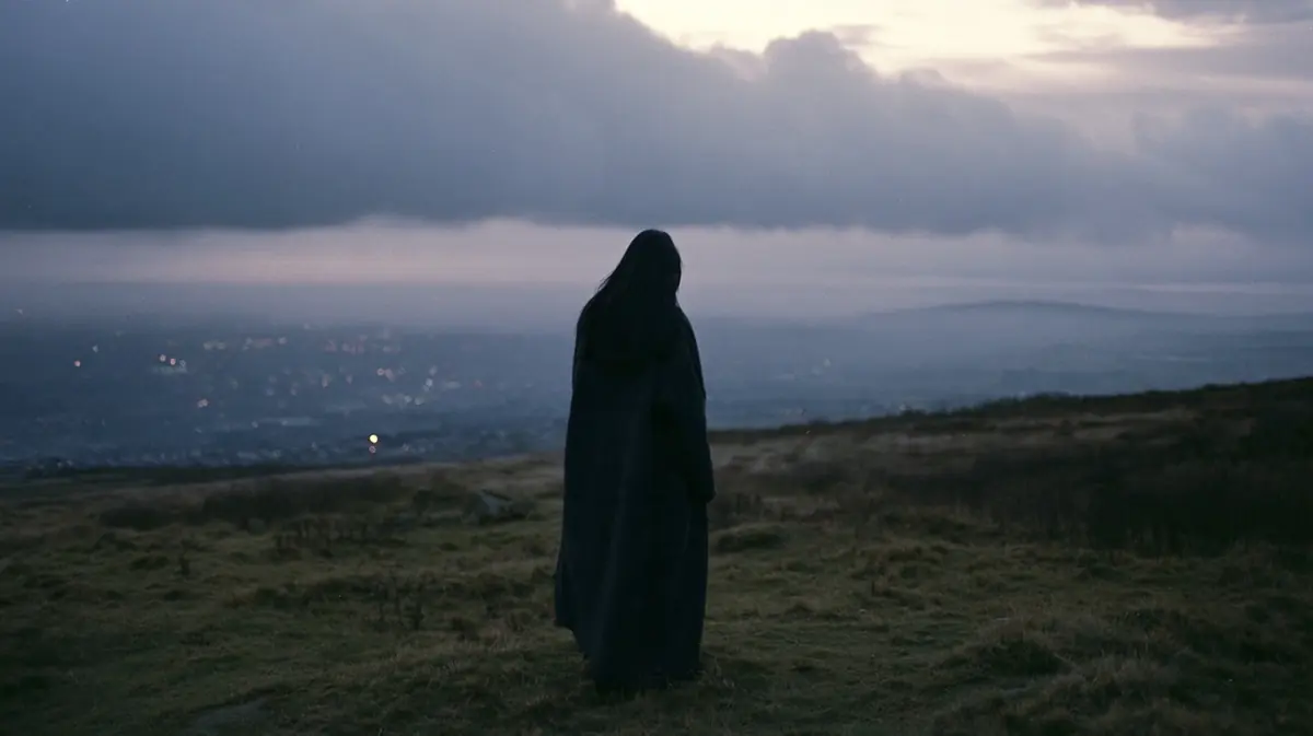 Moorland Dusk Woman Photograph Midjourney提示词