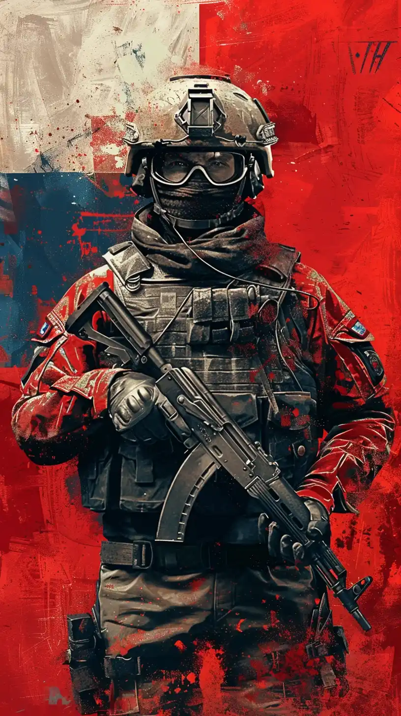 Russian Soldiers Flag Chaos Midjourney提示词