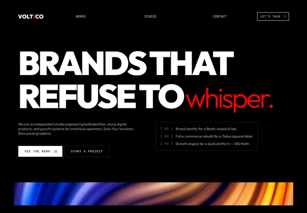 粗野主义代理商落地页（VOLT/CO），VOLT/CO – Brutalist Creative Agency Landing Page