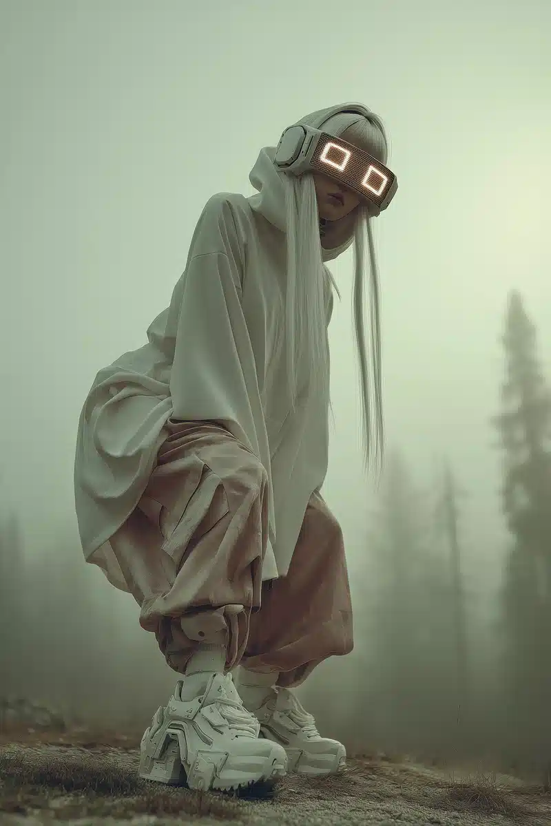 Cinematic Cyborg Chasing Demon Midjourney提示词