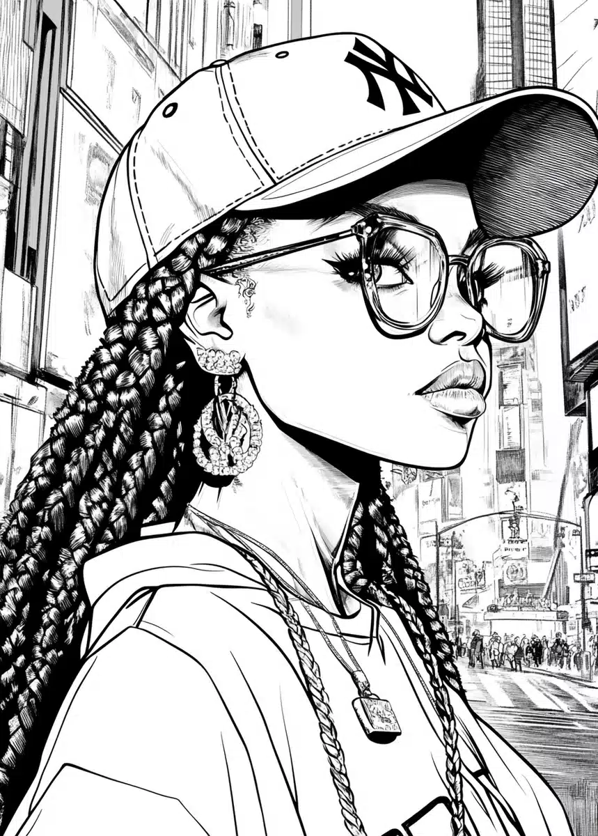 Toriyama-Style Woman in Times Square Midjourney提示词