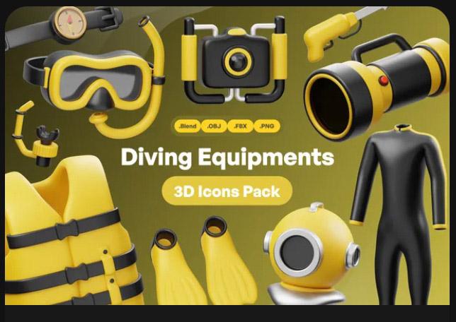 Diving Equipment 3D Icon