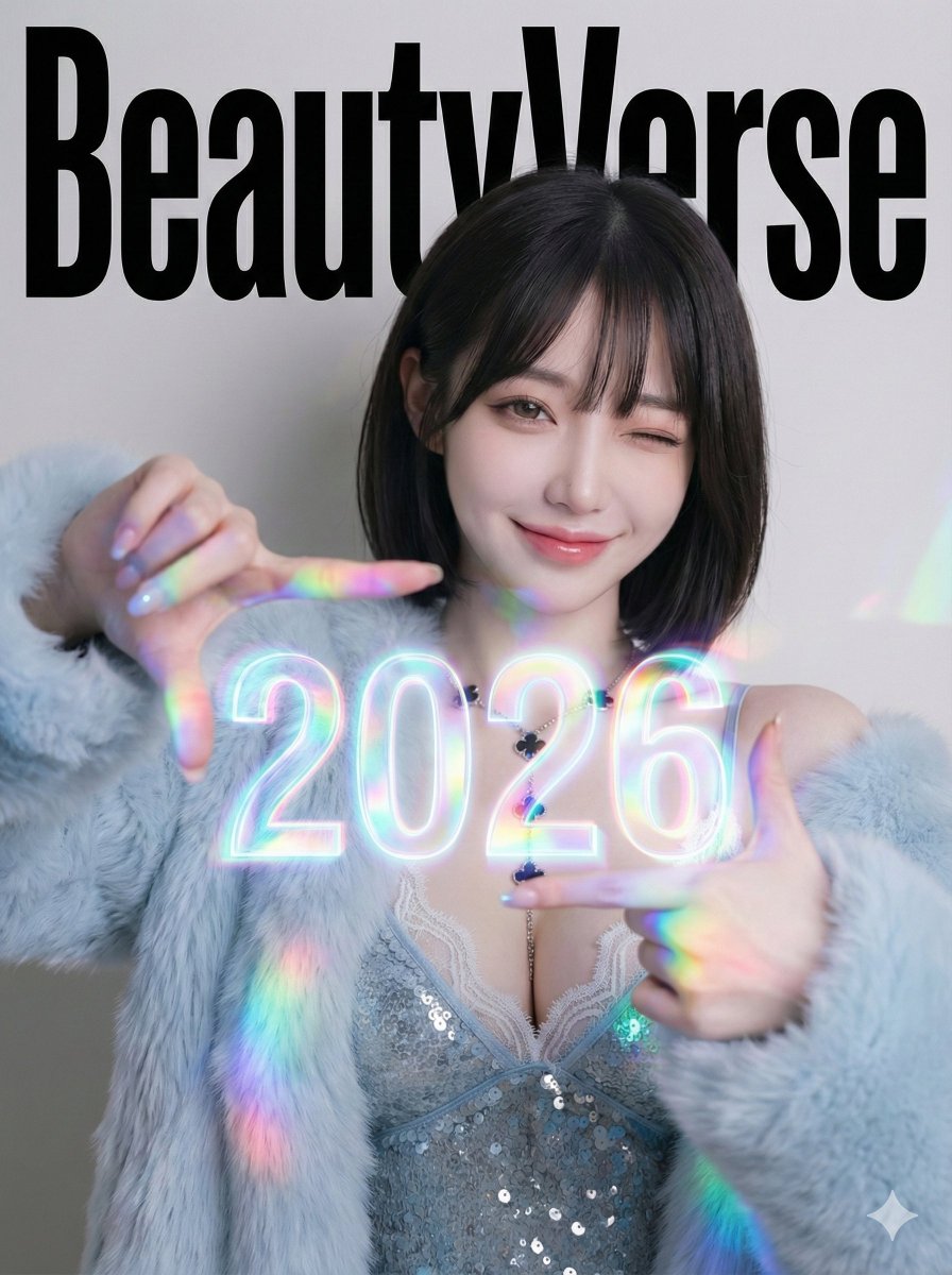 Cheerful Woman BeautyVerse Magazine Cover 2026 Portrait Nano Banana提示词