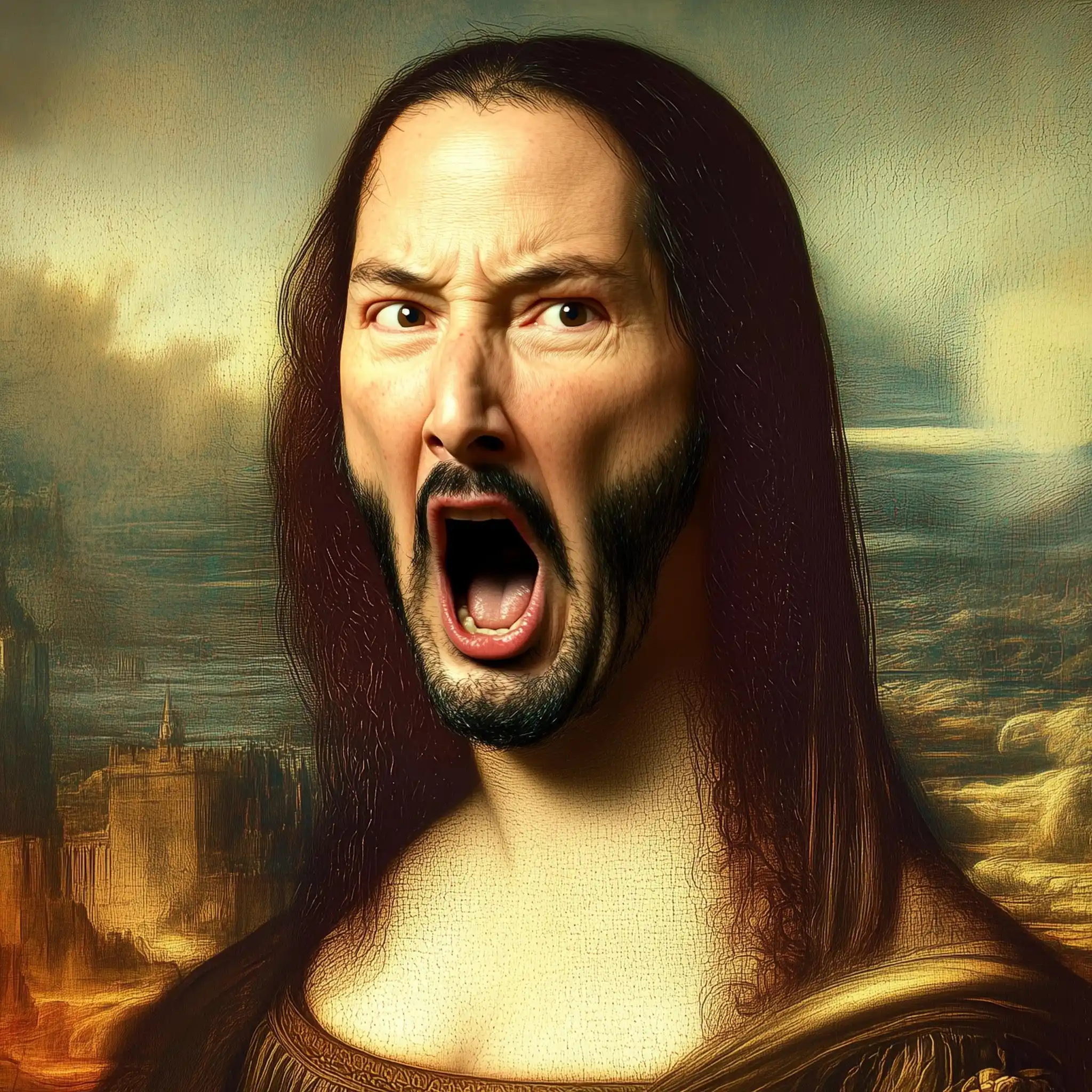 Weird Mona Lisa Reaves Midjourney提示词