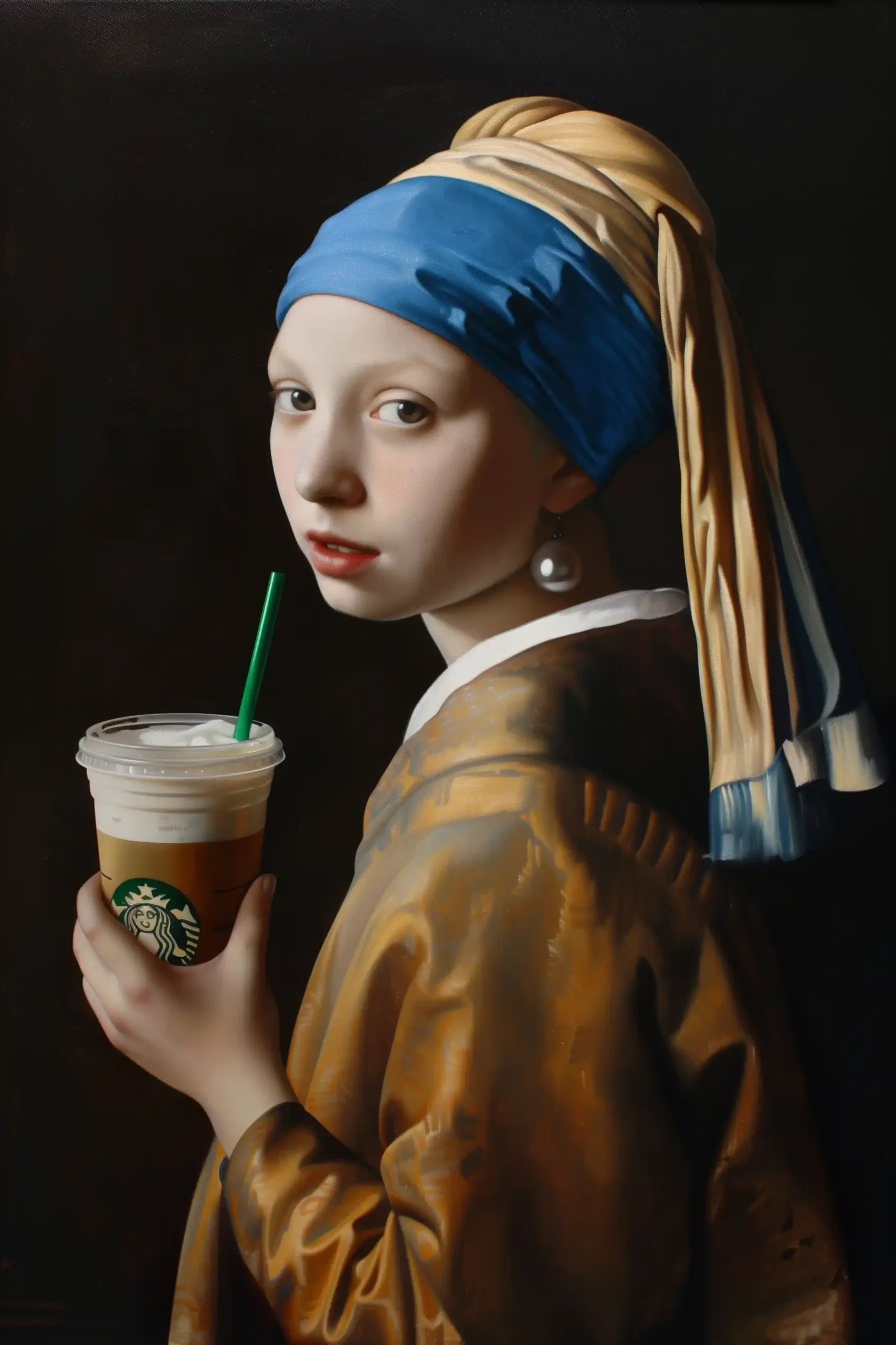 Starbucks Girl Portrait Midjourney提示词
