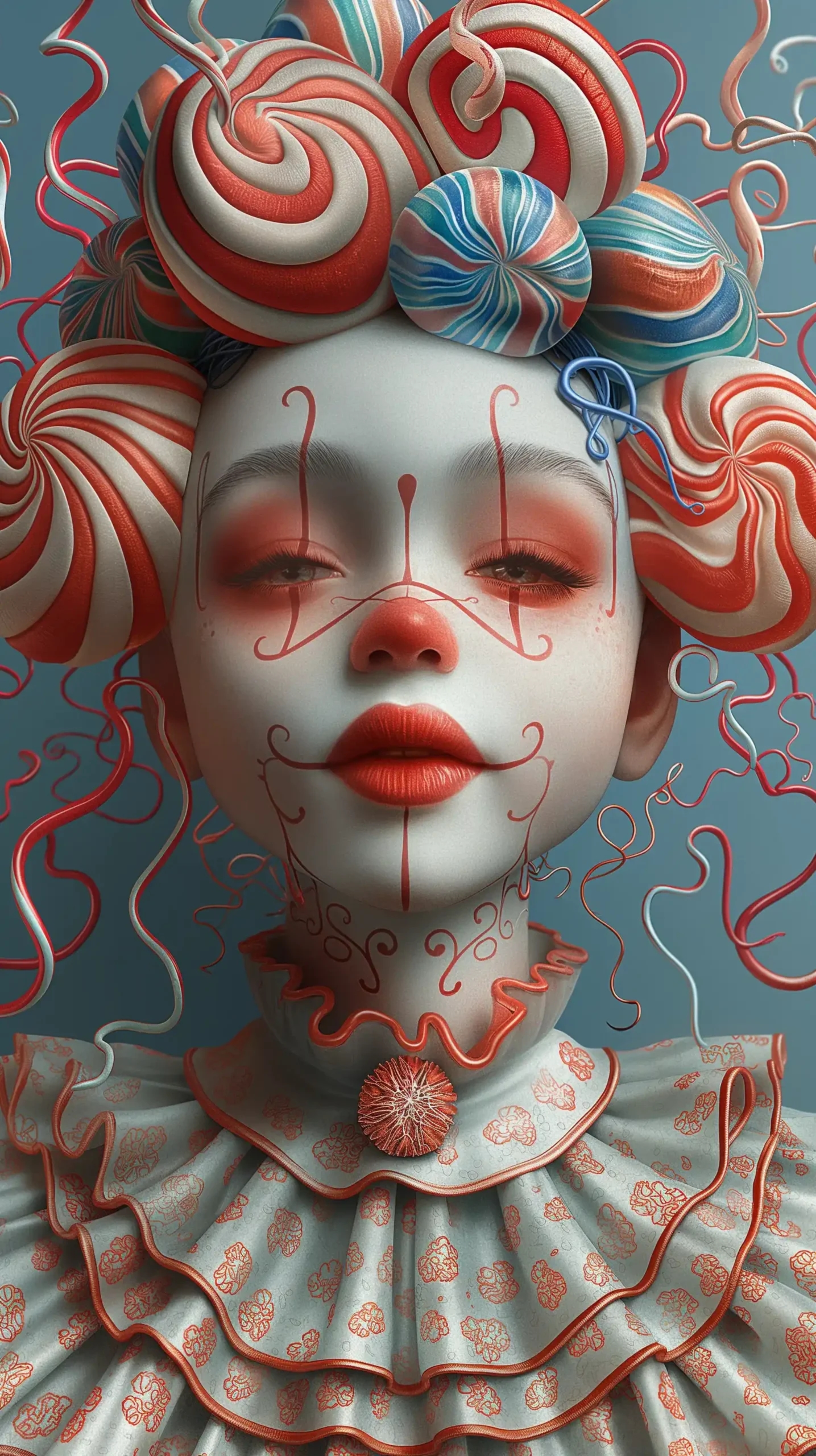 Surreal Candy Clown Portrait Midjourney提示词