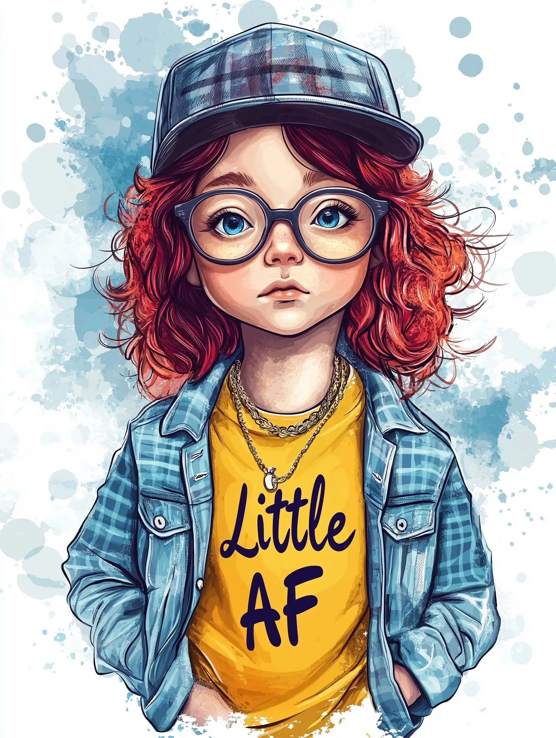Typography Kids Tee Little AF Midjourney提示词