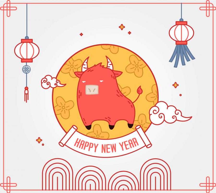 17款2021年新春新年牛年辛丑年插画AI矢量素材