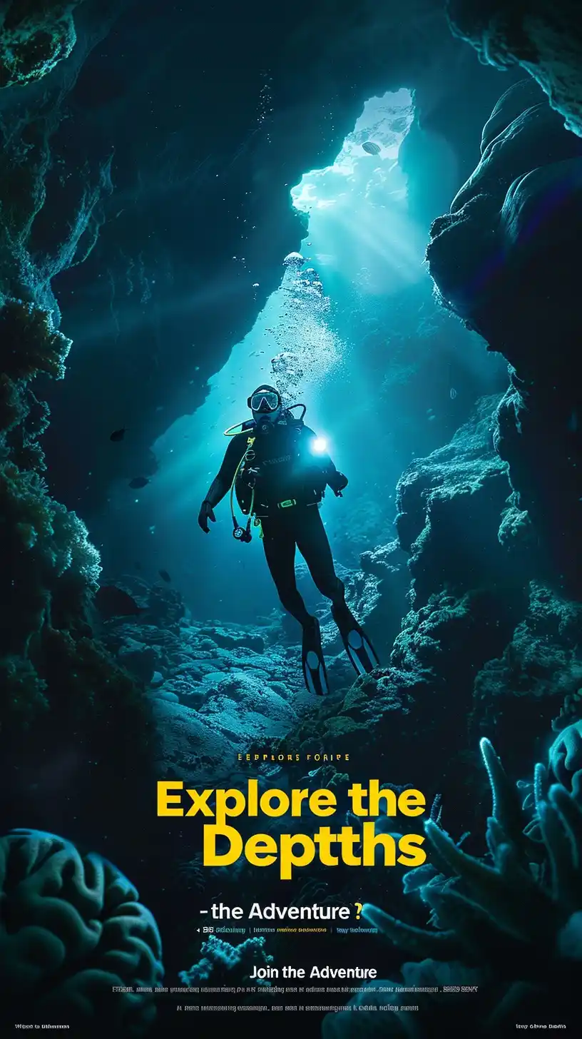 Deep Dive Exploration Poster Midjourney提示词