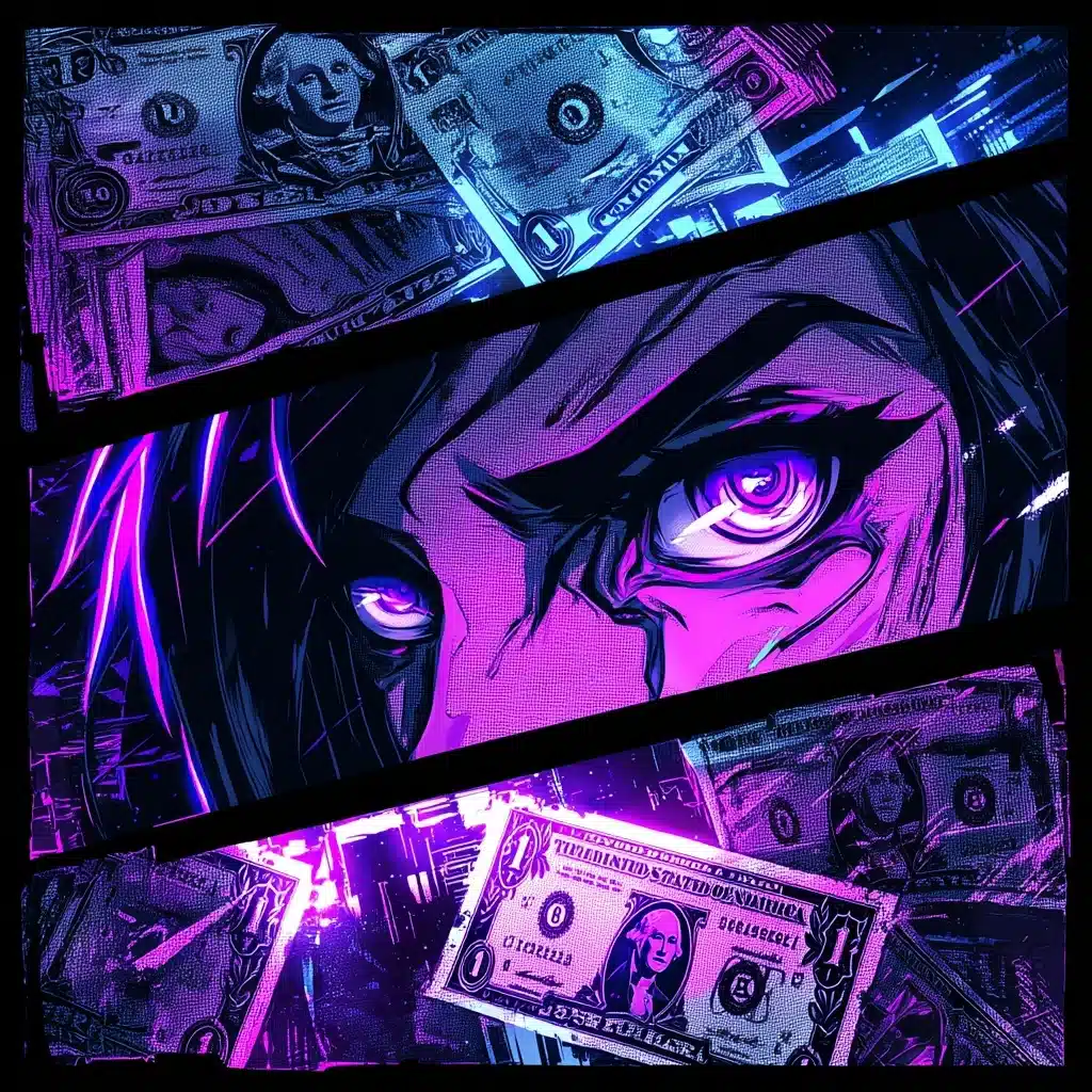 Neo-Pop Anime Dollar Bill Midjourney提示词
