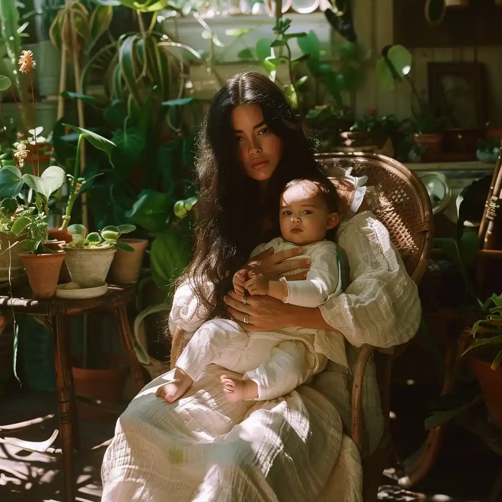Jacquemus-Inspired Motherhood Portrait Midjourney提示词