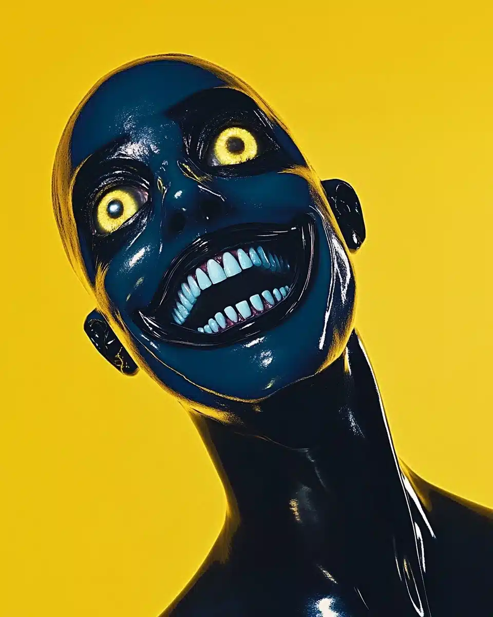 Eerie Blue Man Portrait Midjourney提示词