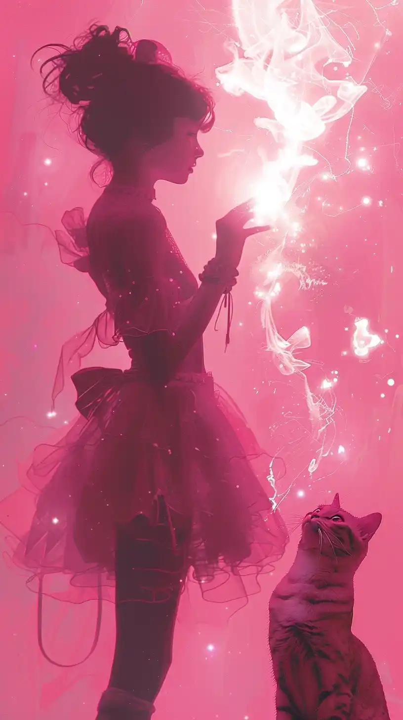 Detailed Pink Cat Poses Midjourney提示词