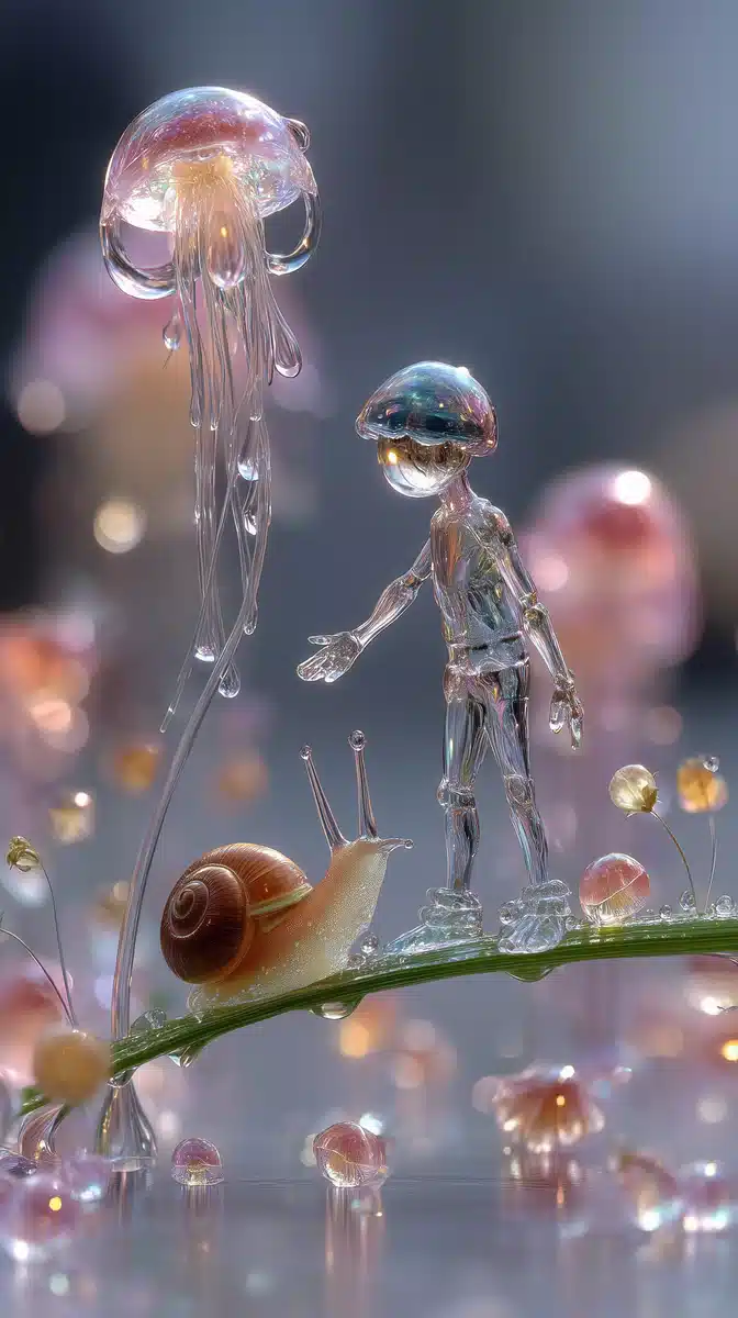 Translucent Water Figure Macro Midjourney提示词