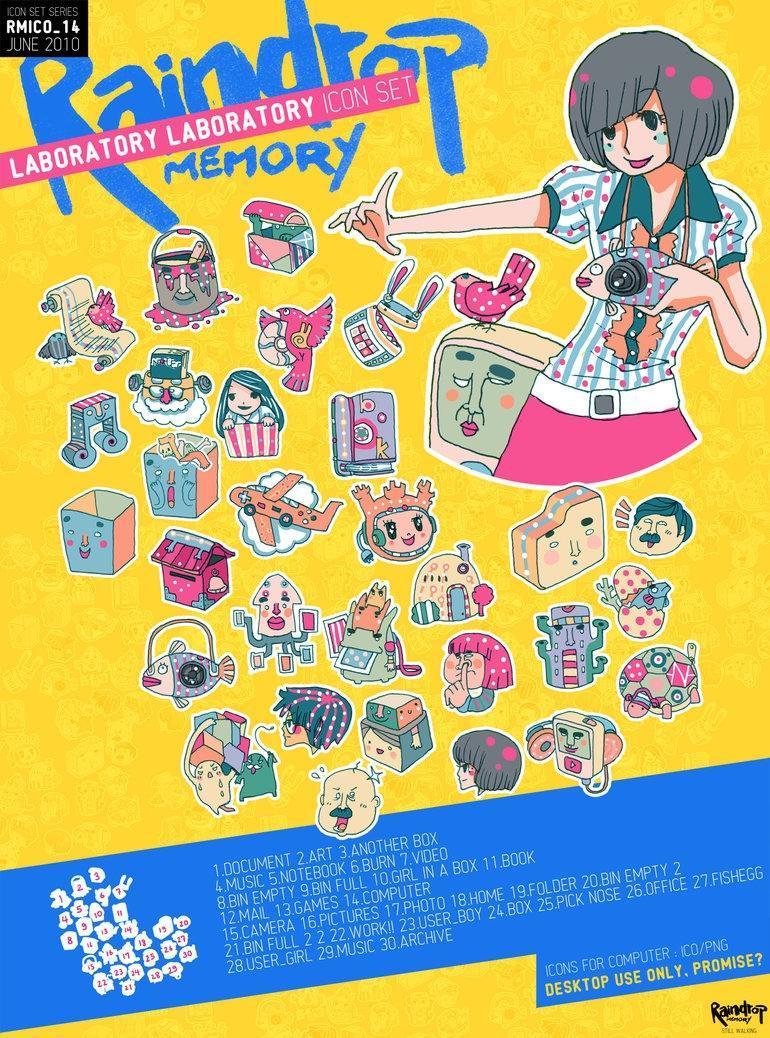 曼谷设计师Raindropmemory搞怪绘本风格图标