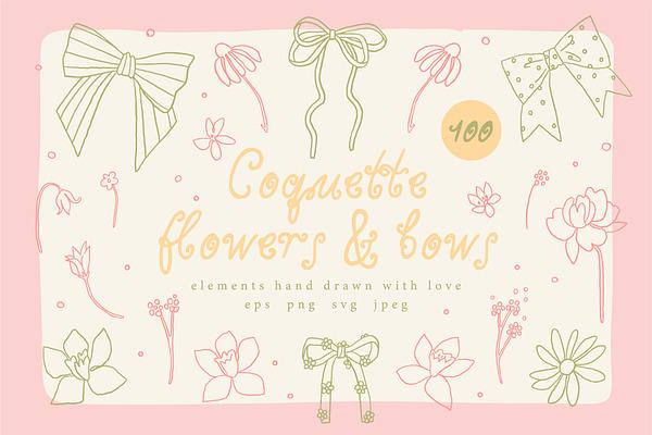 Coquette flowers & bows clip art