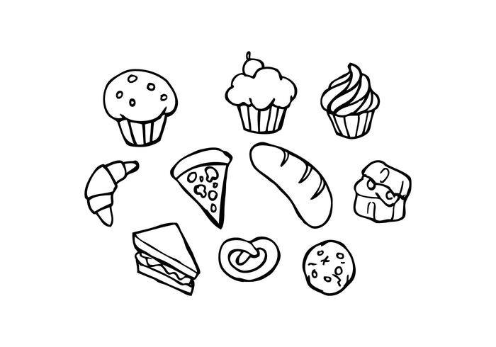 免费的面包店素描图标矢量