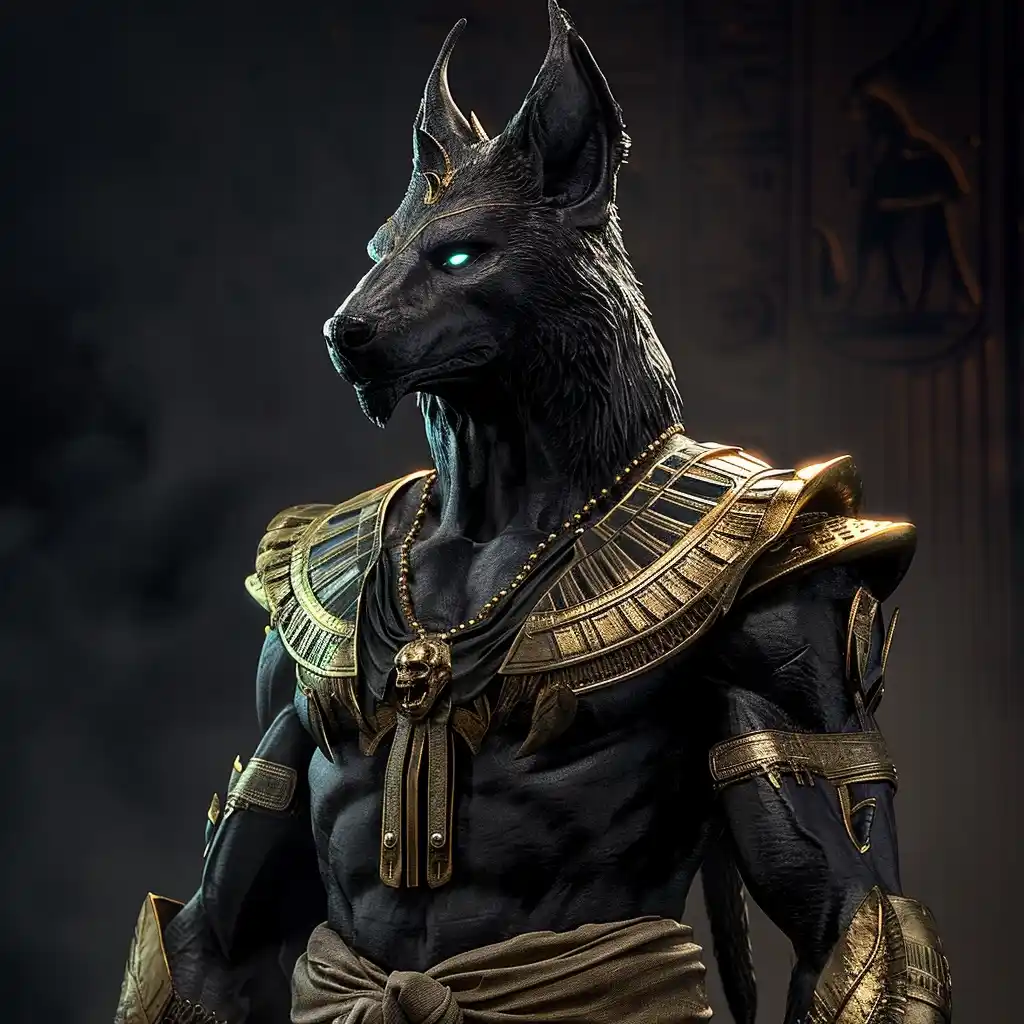 Realistic Anubis Werewolf Midjourney提示词