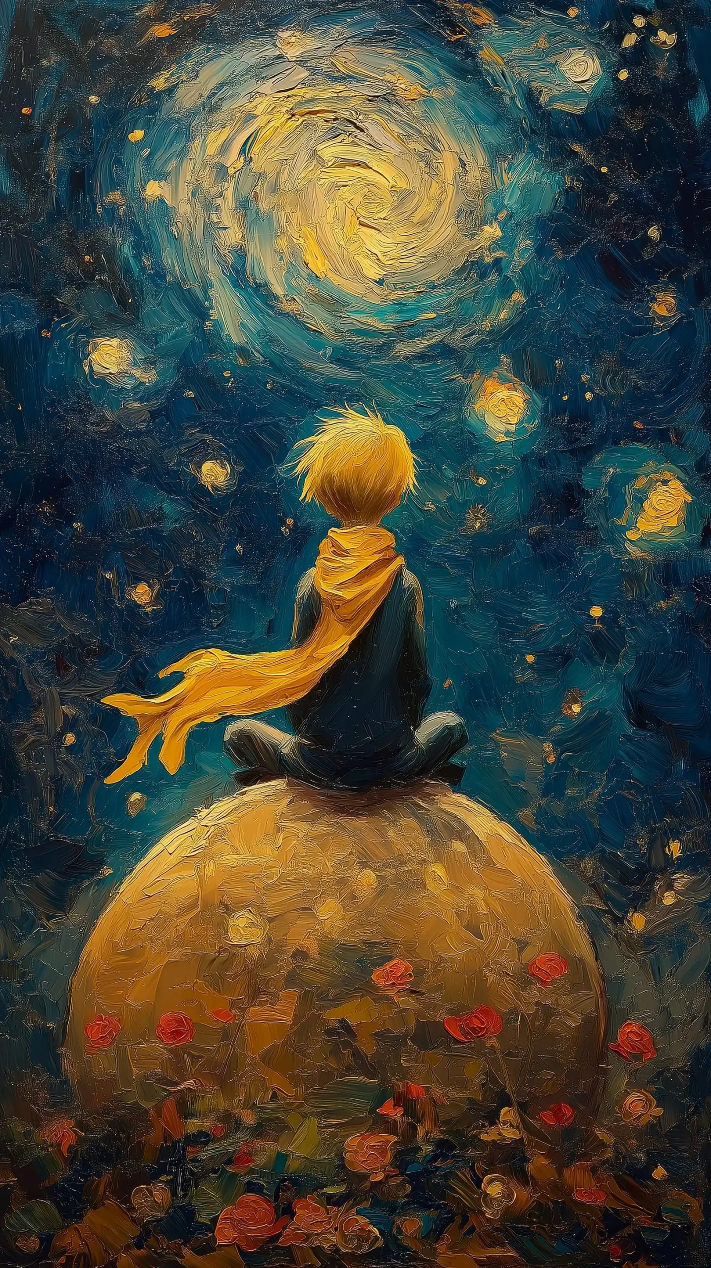 Little Prince on Yellow Planet Midjourney提示词