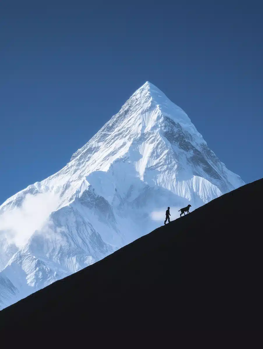Snowy Mountain with Silhouettes Midjourney提示词