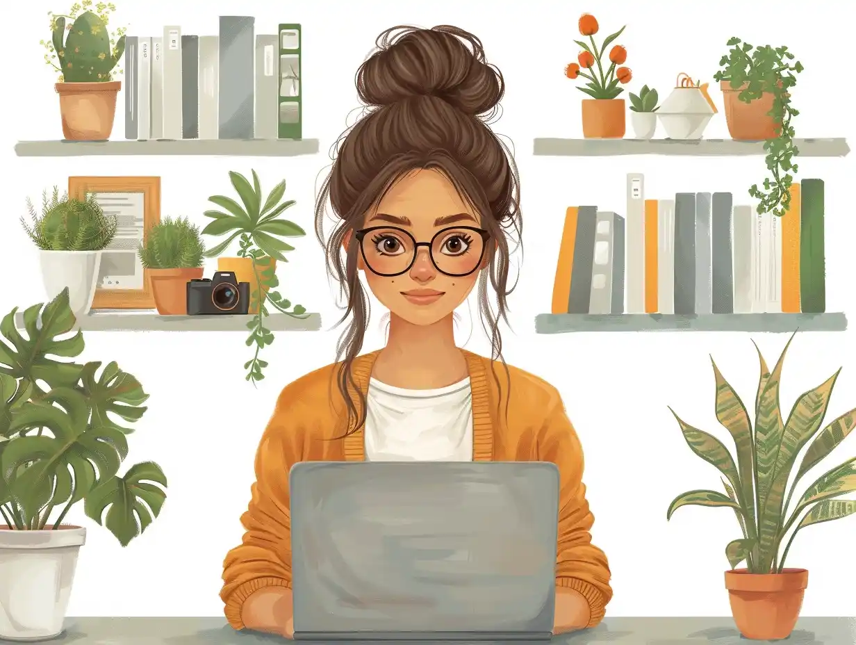 Vector Cyber Saleswoman Midjourney提示词